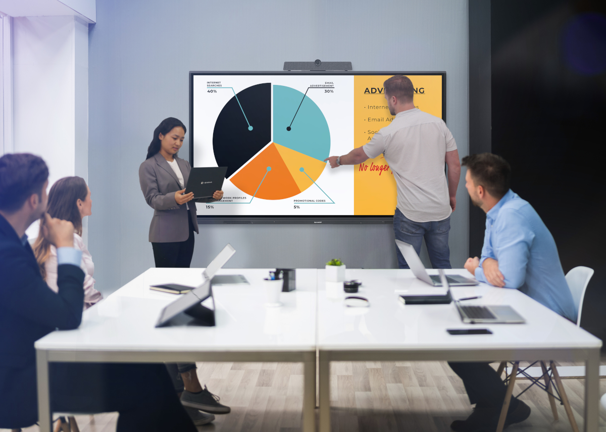 Business People Presenting on Interactive Whiteboard
