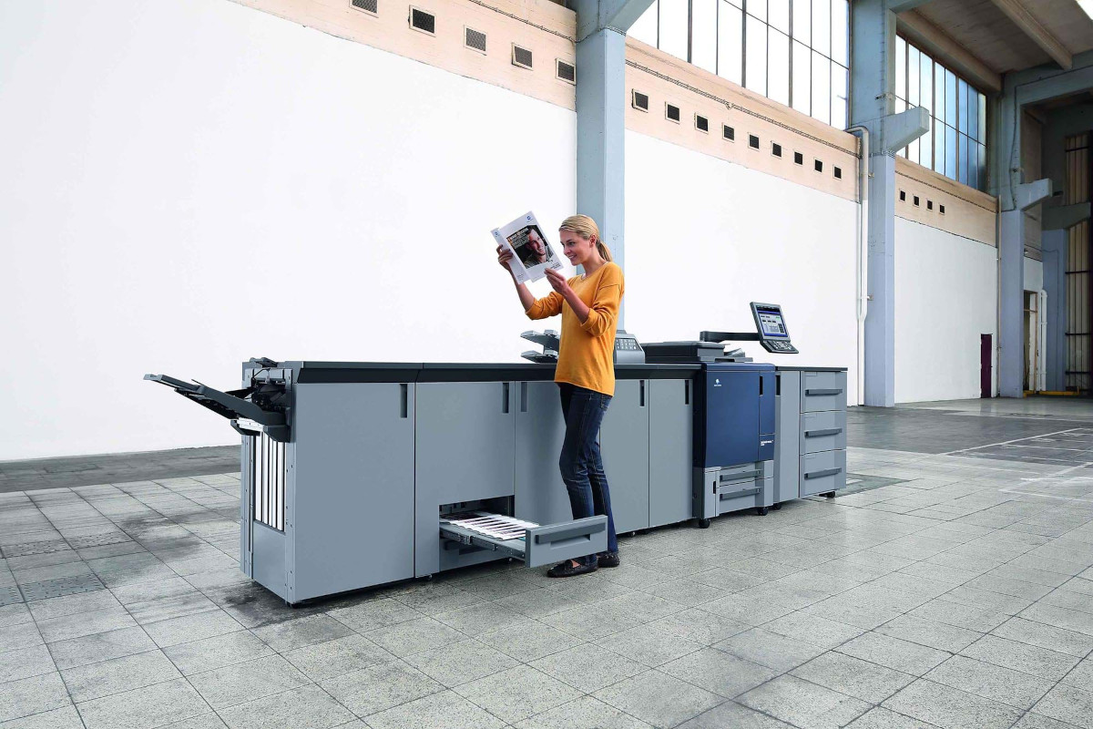 Woman in printing room